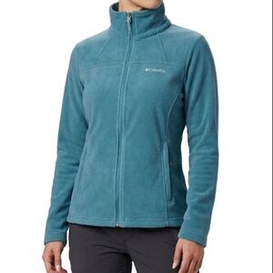 27 Columbia Full Zip Fleece Women’s Small Teal Blue Outdoor Hiking Cozy Layer